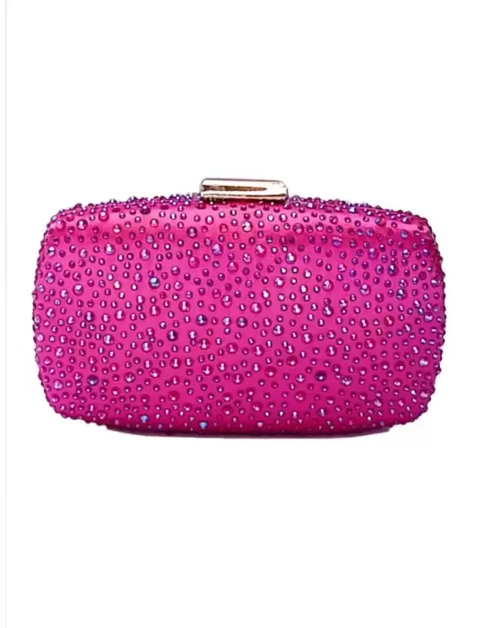 Fuchsia silk purse jewel bag with iridescent rhinestones | Anna Cecere aca0154 Fuchsia silk purse jewel bag with iridescent rhinestones | Anna Cecere aca0154