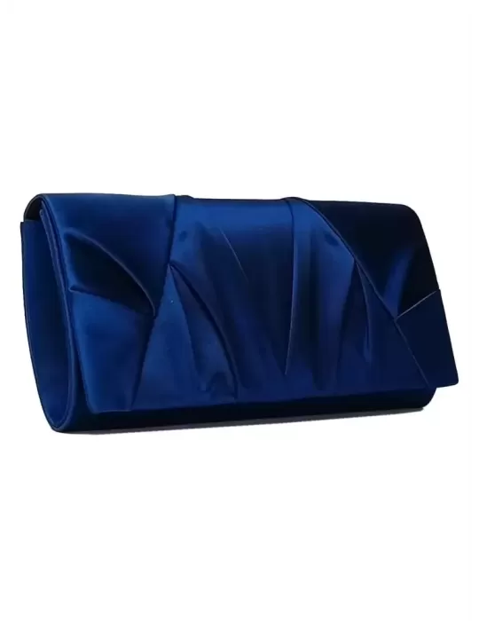 Blue silk satin baguette evening hand bag | Anna Cecere aca636
