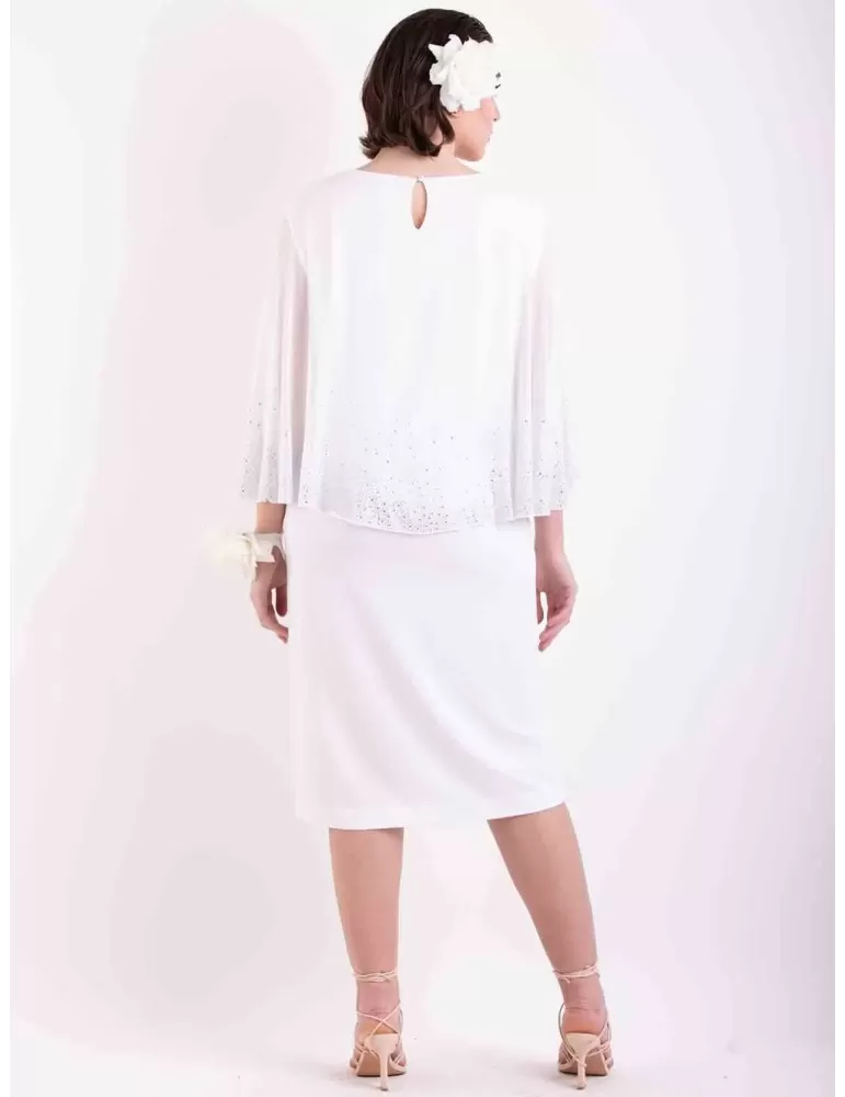 Piero Moretti total white tunic caftan dress with rhinestones