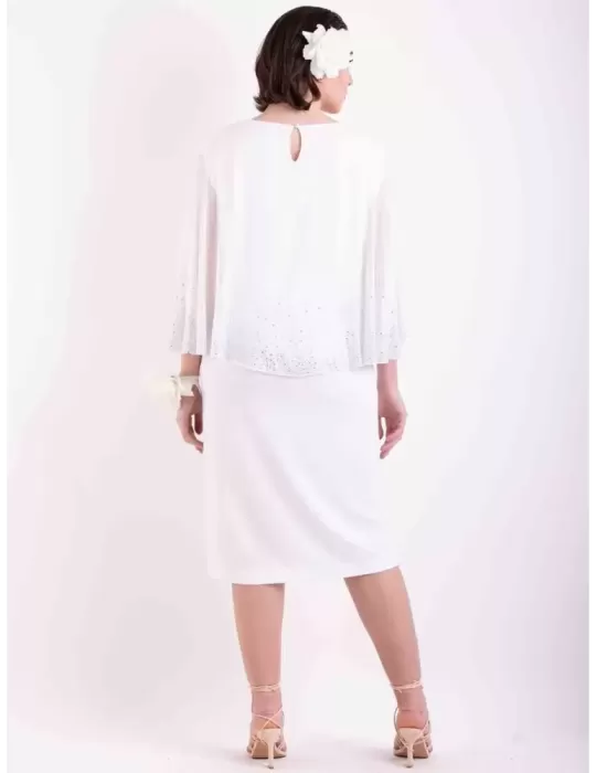 Piero Moretti white tunic caftan curvy wedding dress over 50 rhinestones