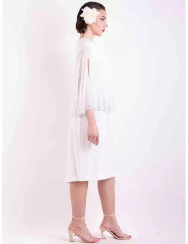 Piero Moretti total white tunic caftan dress with rhinestones 2