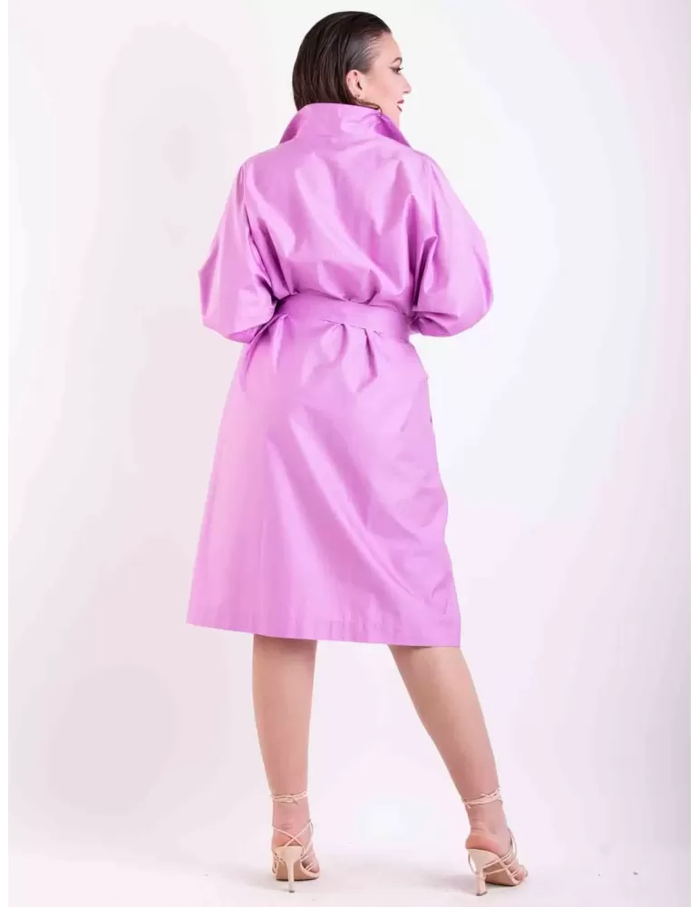 Abito chemisier kimono midi raso cotone rosa lilla | Maesta oversize