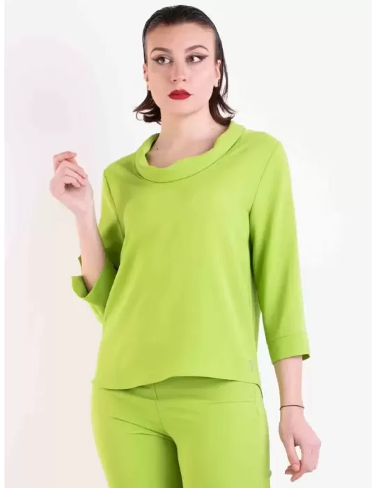 Volpato Glam| Blusa casacca verde acido collo risvoltato fino alla 60 Volpato Glam| Blusa casacca verde acido collo risvoltato fino alla 60