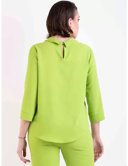 Volpato Glam| Blusa casacca verde acido collo risvoltato fino alla 60
