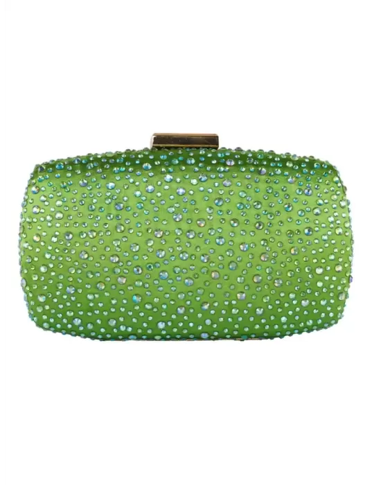 Green silk purse jewel bag with iridescent rhinestones | Anna Cecere aca0154 Green silk purse jewel bag with iridescent rhinestones | Anna Cecere aca0154