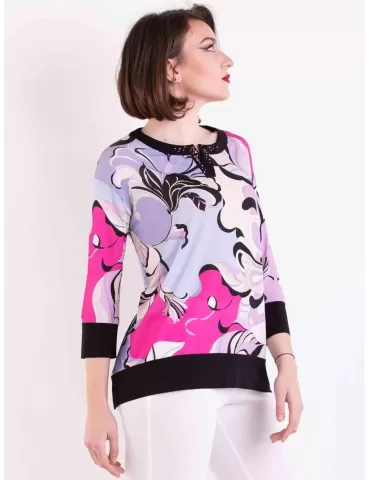 Mercuriali lilac pink caftan blouse shirt with rhinestones 2