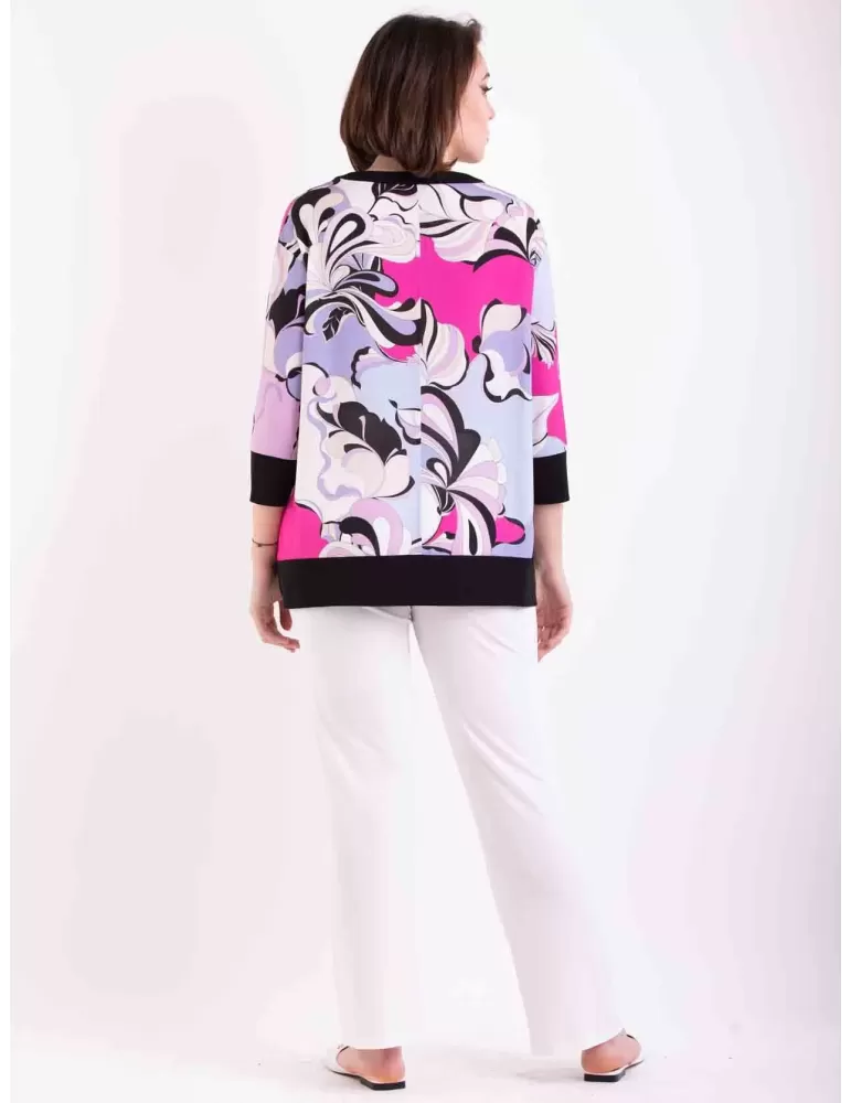 Mercuriali lilac pink caftan blouse shirt with rhinestones