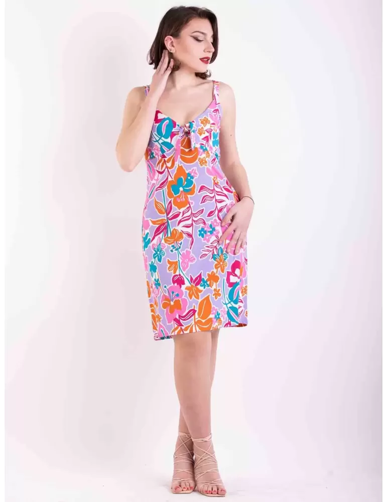 Rubamori Italy | Green fuchsia pull-on tunic summer dress plus size