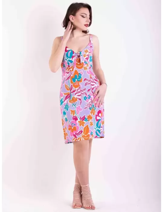 Rubamori Italy | Green fuchsia pull-on tunic summer dress plus size