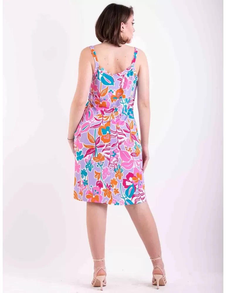 Rubamori Italy | Green fuchsia pull-on tunic summer dress plus size