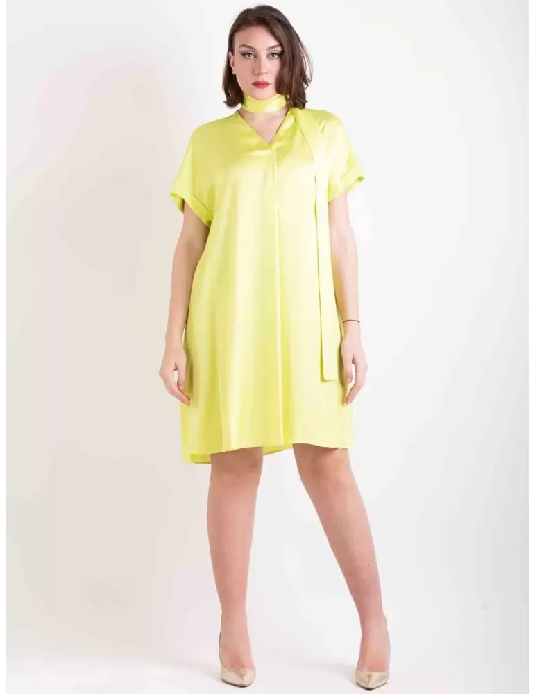 Abito caftano tunica in raso pura seta giallo limone | Zanetti 1965 Abito caftano tunica in raso pura seta giallo limone | Zanetti 1965