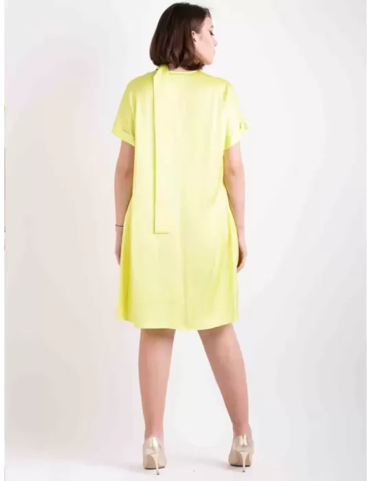 Zanetti Italian Clothing 2023 | Yellow silk satin tunic formal A dress