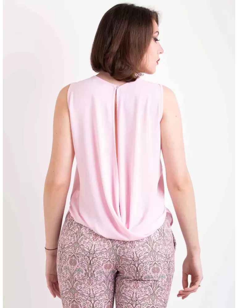 Maesta Milano Glam | Pink silk top blouse sleeveless open behind