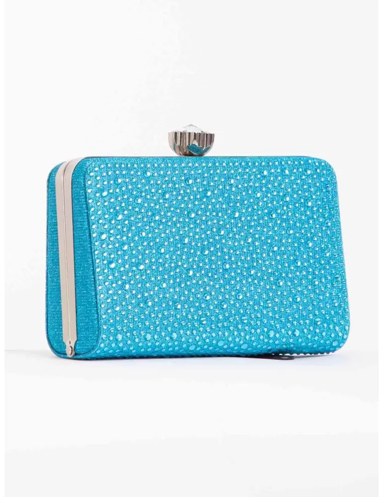 Anna Cecere Turquoise purse jewel bag with rhinestones