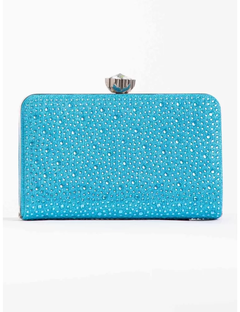 Borsa tessuto turchese lurex con lato di strass Anna Cecere acd01 Borsa tessuto turchese lurex con lato di strass Anna Cecere acd01