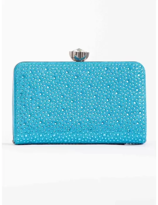 Borsa tessuto turchese lurex con lato di strass Anna Cecere acd01 Borsa tessuto turchese lurex con lato di strass Anna Cecere acd01