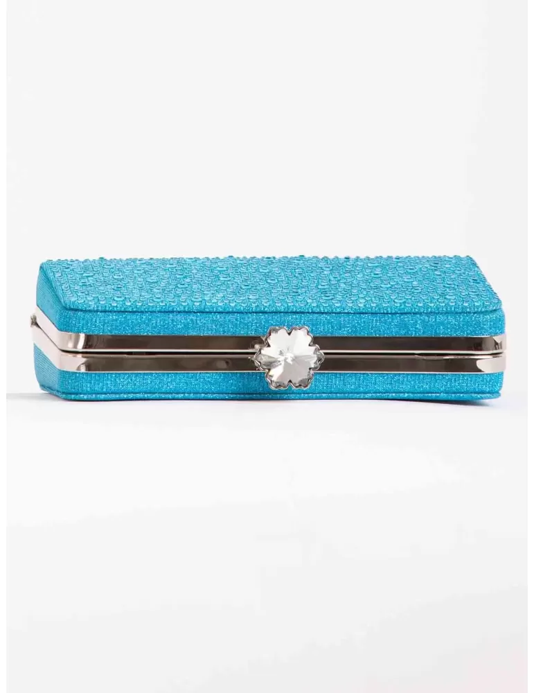 Anna Cecere Turquoise purse jewel bag with rhinestones