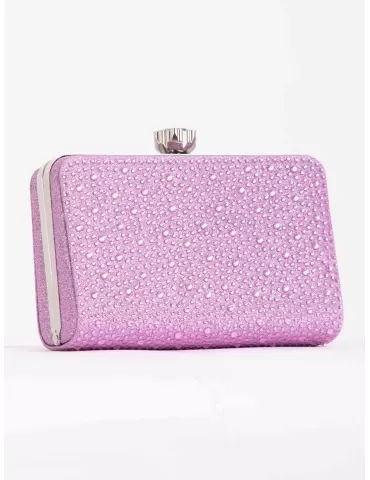 Pink silk purse jewel bag with iridescent rhinestones 2