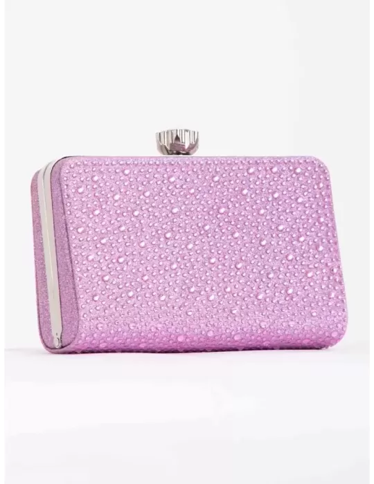 Pink silk purse jewel bag with iridescent rhinestones Anna Cecere acd01