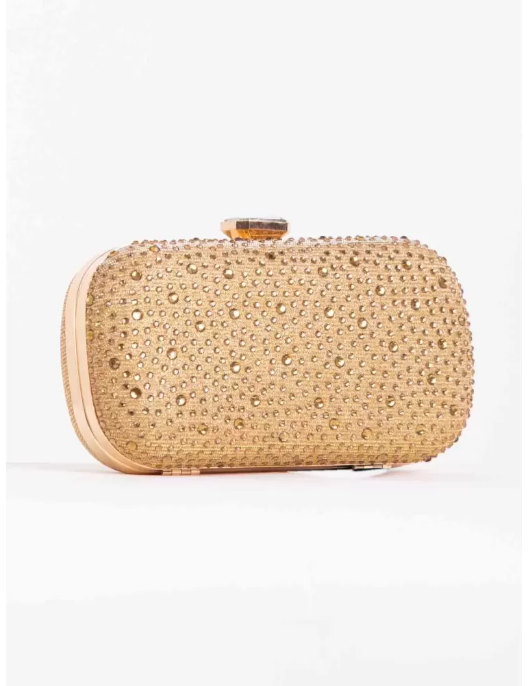 Golden lurex purse jewel bag with rhinestones | Anna Cecere acd02
