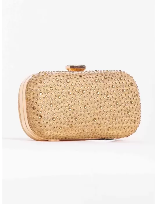 Golden lurex purse jewel bag with rhinestones | Anna Cecere acd02