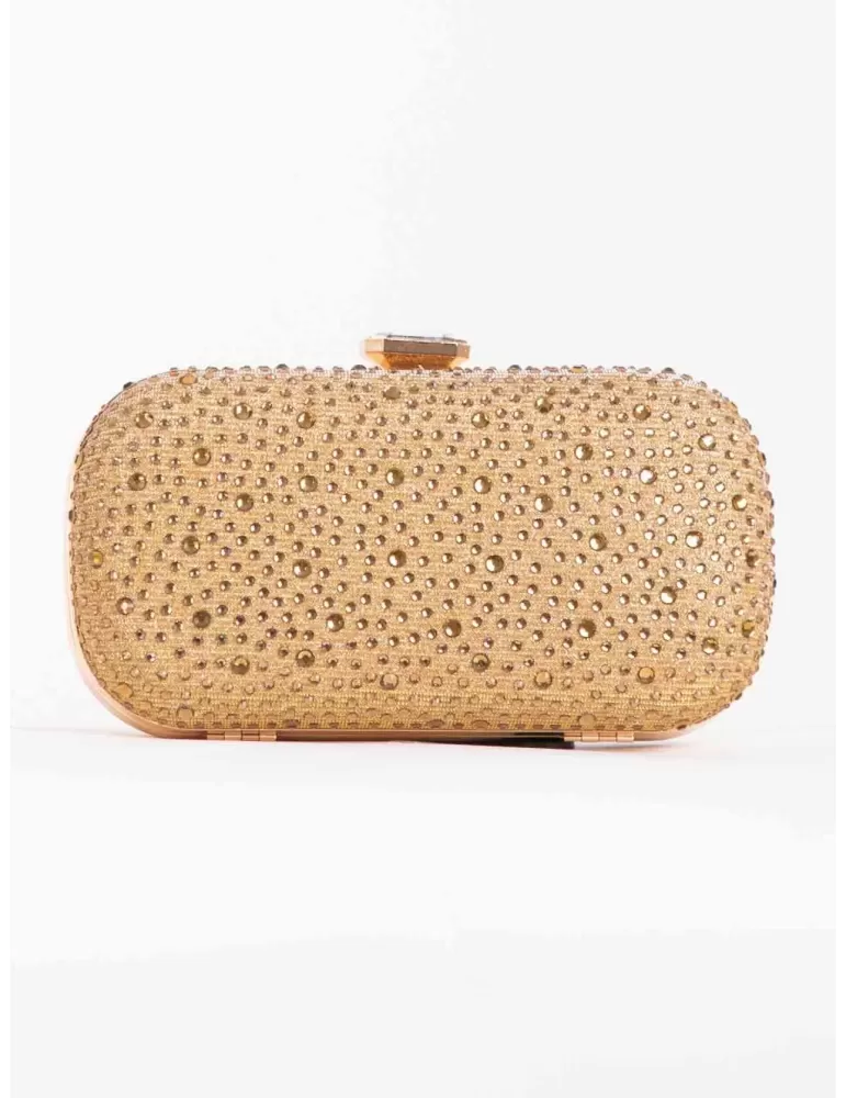 Golden lurex thread purse jewel bag with rhinestones Golden lurex thread purse jewel bag with rhinestones