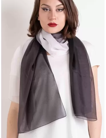 Sciarpa pareo chiffon stola bicolore sfumata bianco e nero copricostume
