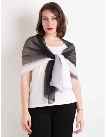 Black and white blended formal silk scarf shawl beach robe sarong 2