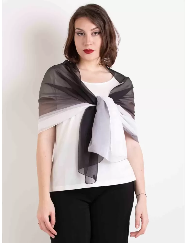 Black and white blended formal silk scarf shawl beach robe sarong
