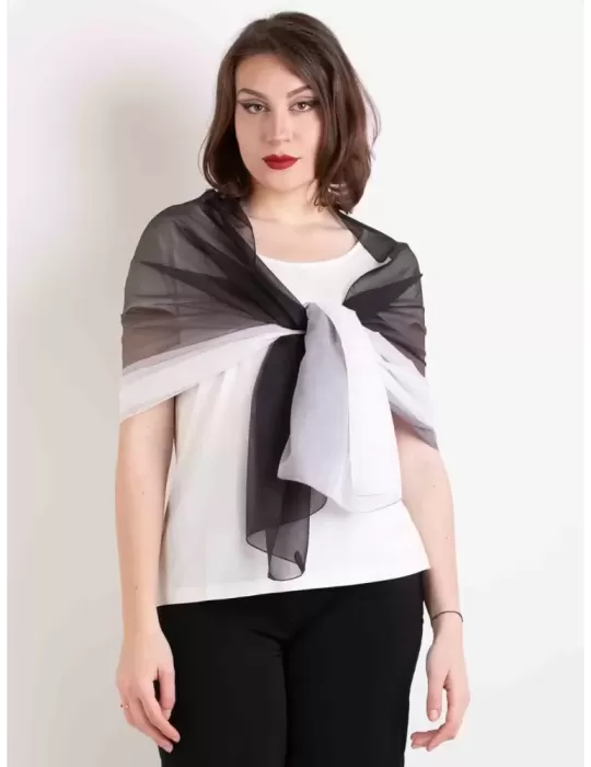 Black and white blended formal silk scarf shawl beach robe sarong