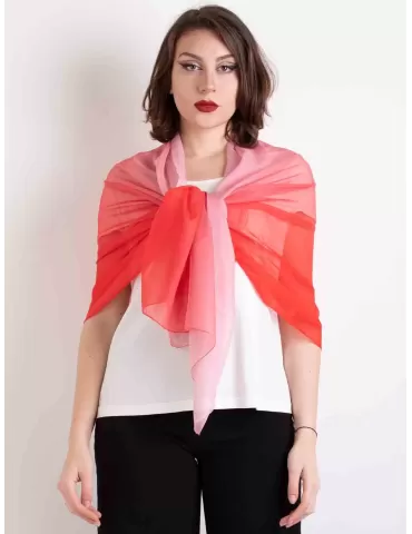 Blended coral red formal silk scarf shawl sarong beach robe 2