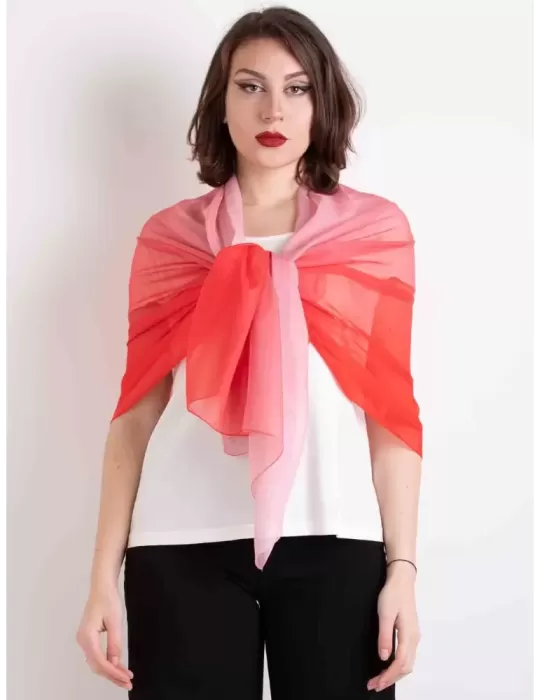 Blended coral red formal silk scarf shawl sarong beach robe