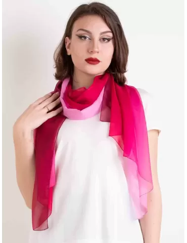 Sciarpa pareo chiffon stola bicolore sfumata rosa fucsia copricostume 2
