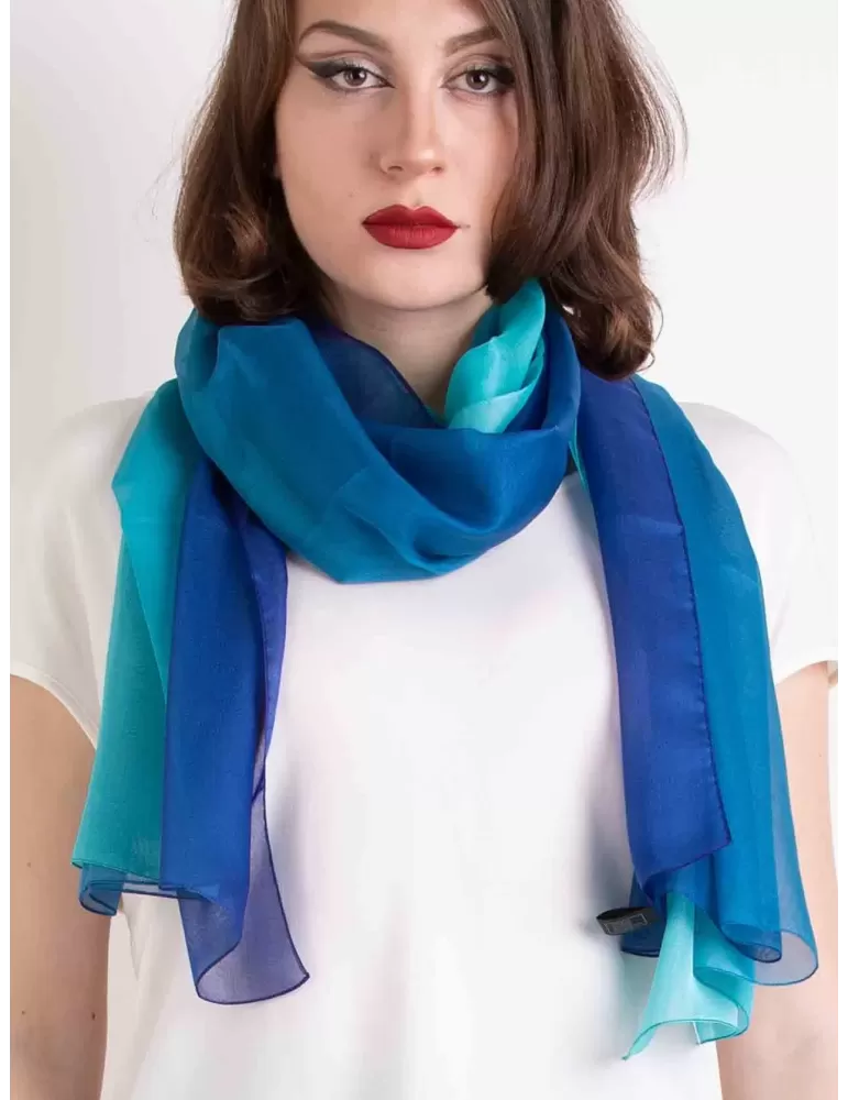 Stola cerimonia Sciarpa di chiffon | Scialle sfumato dal blu turchese