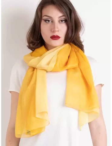 Sciarpa pareo chiffon stola bicolore sfumata sul giallo copricostume 2
