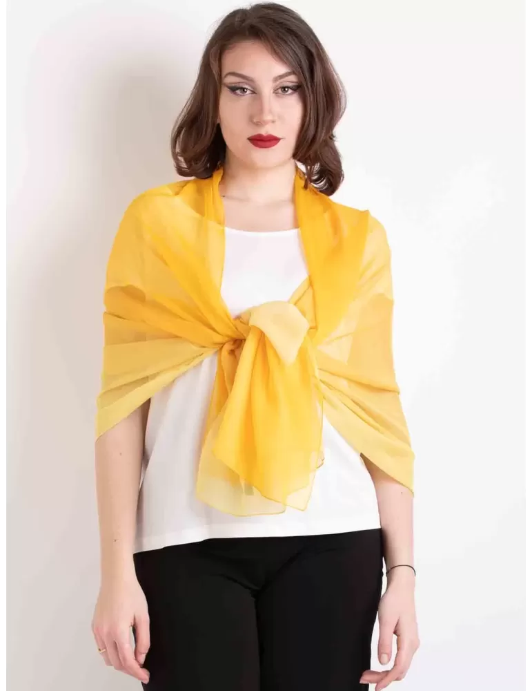 Sciarpa pareo chiffon stola bicolore sfumata sul giallo copricostume Sciarpa pareo chiffon stola bicolore sfumata sul giallo copricostume