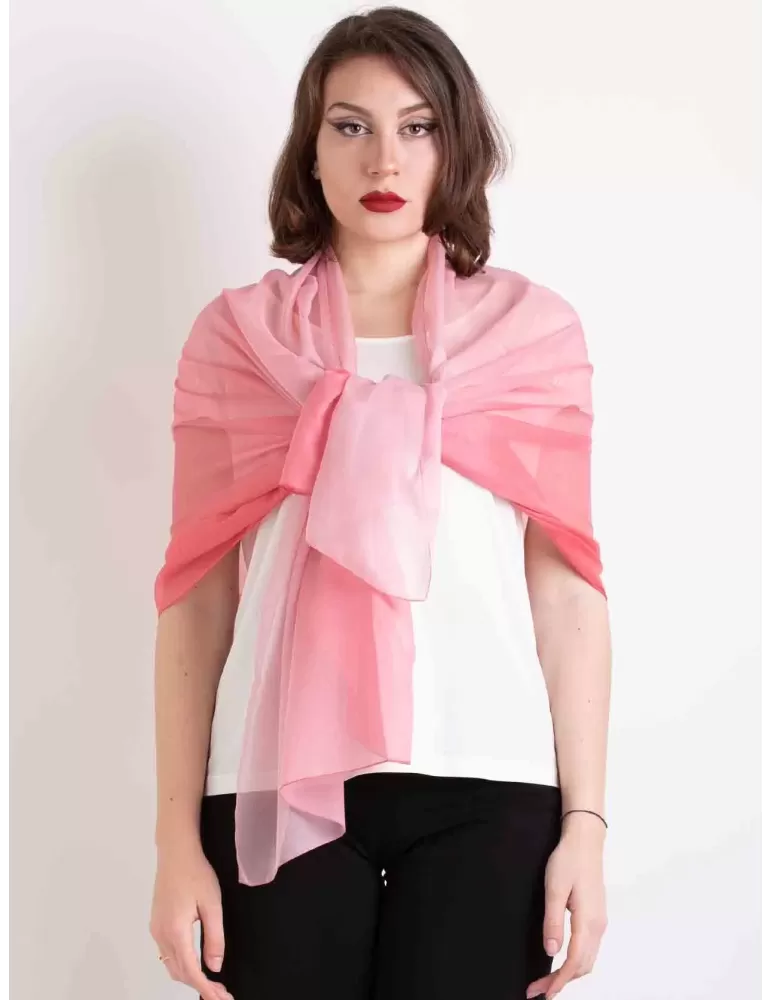 Blended coral pink silk shawl | Formal silk scarf sarong beach robe