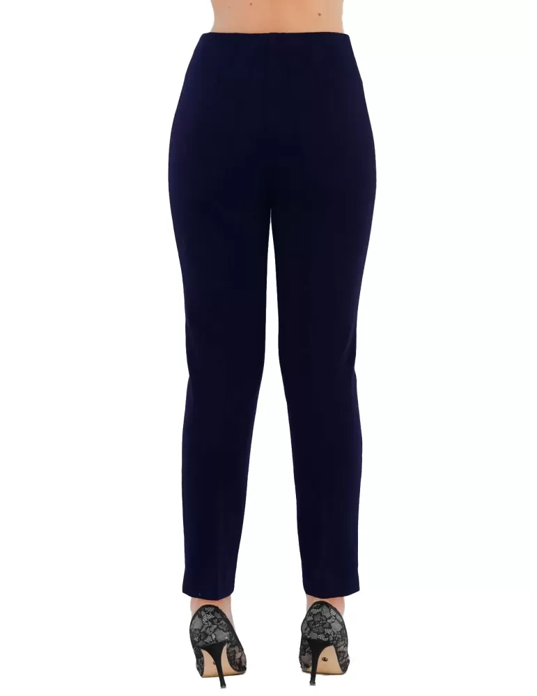 Aldo Colombo Italy | Finest merino wool dark blue cigarette trousers