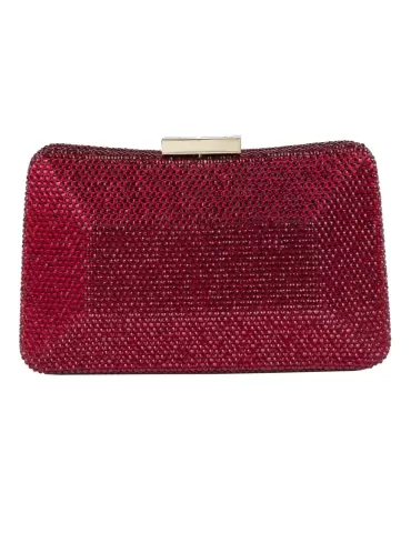 Anna Cecere bags | Borsa gioiello in raso e strass rosso rubino aca094