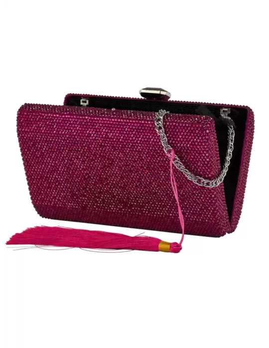 Anna Cecere aca0153 | Dark fuchsia crystals lavish formal jewel bag