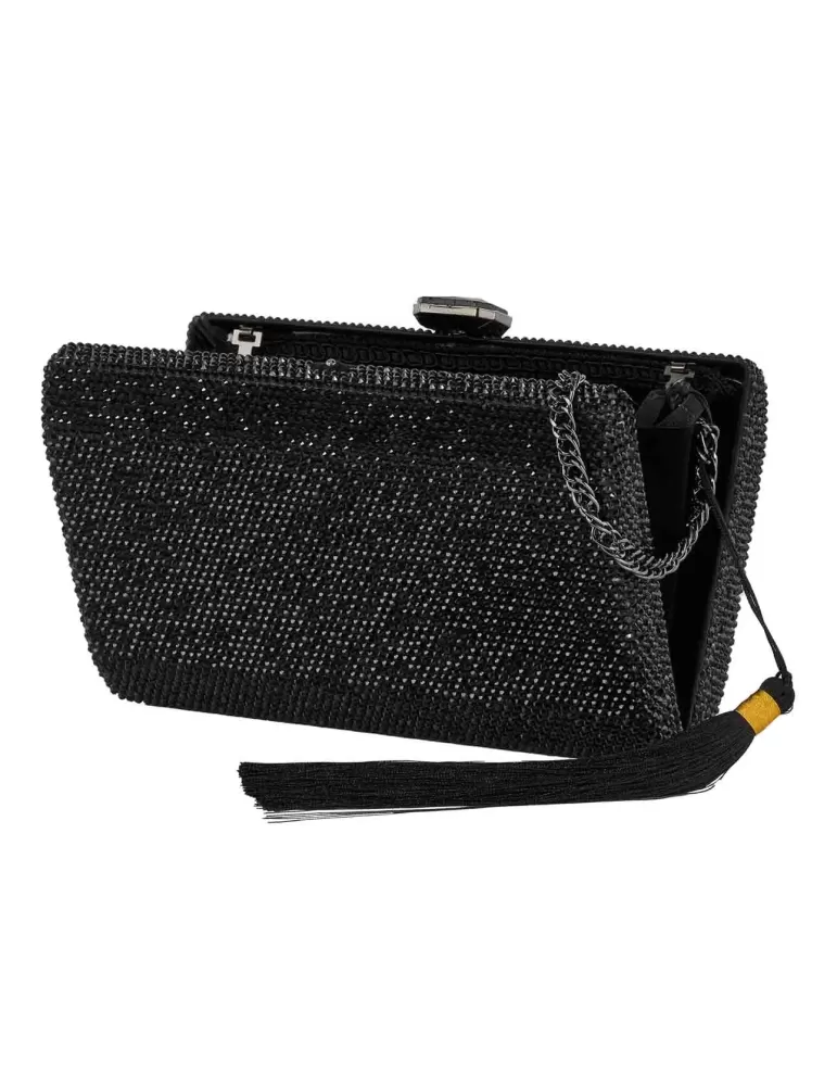 Anna Cecere aca0153 | Black crystals lavish formal jewel evening bag