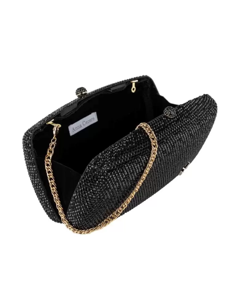 Anna Cecere black crystals lavish formal jewel bag aca0130