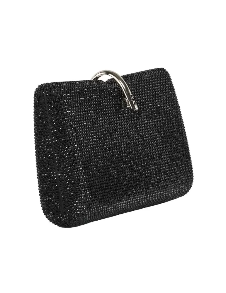 Anna Cecere aca0152 Black crystals lavish formal jewel clutch party bag