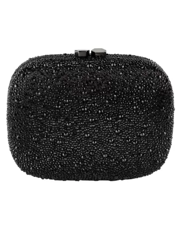 Anna Cecere black crystals lavish formal jewel bag aca097