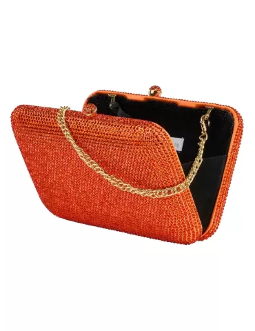 Shiny orange crystals silk formal purse jewel bag 2