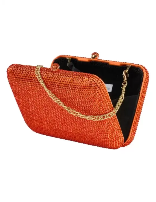 Anna Cecere bags | Borsa gioiello raso e strass arancione aca0164