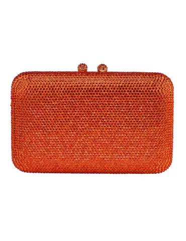 Shiny orange crystals silk formal purse jewel bag