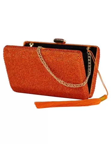 Anna Cecere Bags | Borsa gioiello arancio con strass e diadema aca0153 2