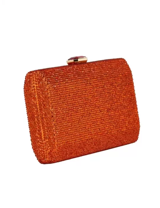 Anna Cecere Bags | Borsa gioiello arancio con strass e diadema aca0153