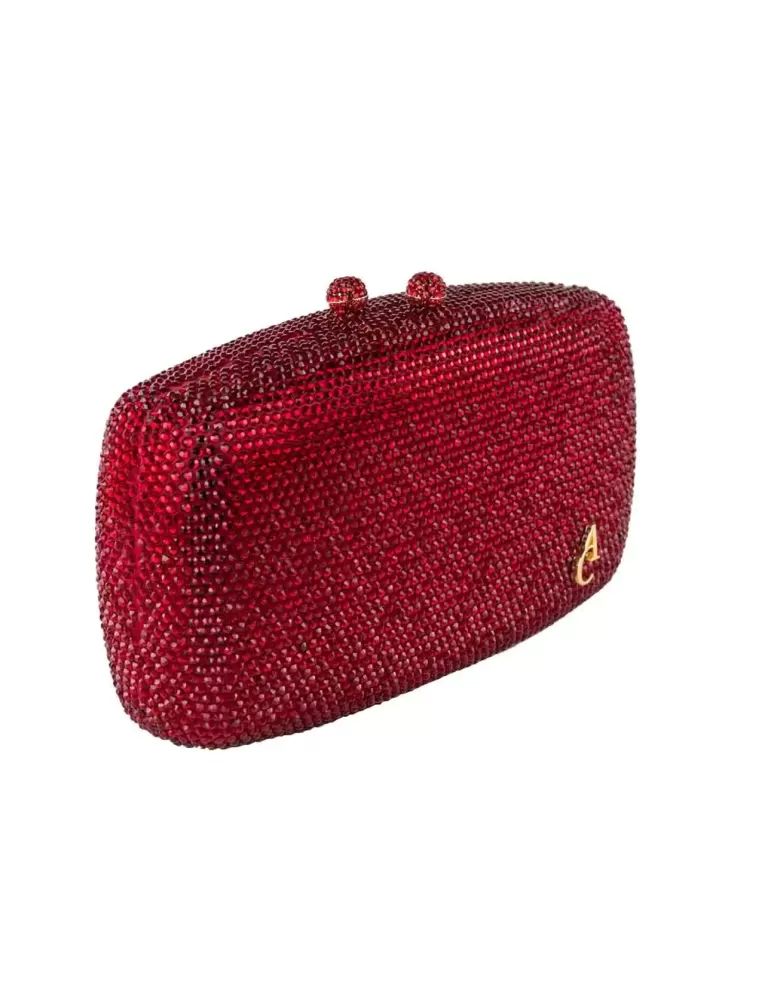 Anna Cecere bags | Borsa rosso rubino con strass e logo aca0130